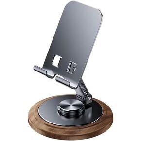 Adjustable Cell Phone Stand,Wooden Base Aluminum Desktop Cellphone Stand,Foldable Portable Phone Stand,Compatible with All Smartphones/Tablets/iPhones/iPads/Switches in Saudi Arabia