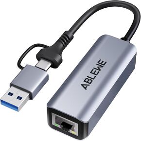 USB C to Ethernet Adapter, ABLEWE Type-C to RJ45 Gigabit Ethernet Adapter, Thunderbolt 3/4 to RJ45 LAN Network Adapter Compatible for MacBook Pro/Air, iPhone 15/16/17 Pro/Max,iMac, iPad Pro, Dell XPS in Saudi Arabia