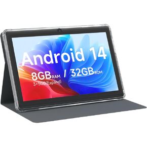 تابلت Android 14 مقاس 7 بوصة مع حافظة، ذاكرة وصول عشوائي 8 جيجابايت، 32 جيجابايت ذاكرة تخزين داخلية 1 تيرابايت، كمبيوتر لوحي معالج رباعي النواة، شاشة IPS 1024 × 600، كاميرا مزدوجة، بطارية 3000 مللي أمبير، بلوتوث، واي فاي، GMS، Widevine L1، أزرق داكن in Kuwait