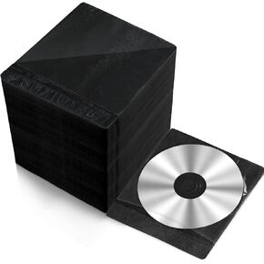 600 قطعة من Kanayu 600 قطعة من البلاستيك على الوجهين لأقراص DVD وأقراص CD DVD أبيض/أسود مغلف قرص شفاف غير قابل للخدش لتخزين Blu-ray قياسي مع فتحة لمجلدات التخزين الفارغة (أسود) in Kuwait