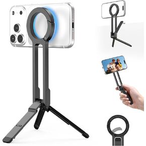 ULANZI MA57 Magnetic Phone Tripod for iPhone - Portable Mini Tripod for MagSafe Pocket Cell Phone Stand, Strong Magnet Quick Mount Foldable Hook Compatible with iPhone 17 16 15 14 13 12 Series, Black in Saudi Arabia