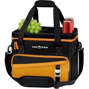 INSMEER Soft Cooler Bag with Hard Shell & 4 Cup Holders, 55 Cans 40L Collapsible Soft Sided Cooler, 100% Leakproof Insulated Cooler Bag Portable for Beach Travel Camping Picnic in Saudi Arabia