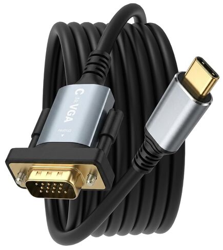 كابل USB C إلى VGA بطول 6 أقدام 1080P@60 هرتز، سلك محول VGA إلى USB C [متوافق مع Thunderbolt 3/4] لهاتف iPhone 15 Pro/Max، MacBook Pro/Air 2023، iPad Pro، iMac، S23، XPS 17، Surface Book 3 - مطلي بالذهب in Kuwait