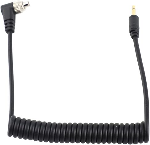 ciciglow Flash Trigger Sync Cable Extended Coiled Wire for Camera Flash, 2.5mm to Male PC Sync Cable for Outdoor Event Photography in Saudi Arabia