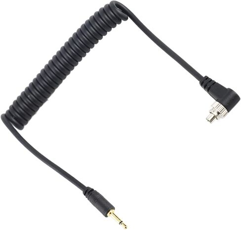ciciglow Flash Trigger Sync Cable Extended Coiled Wire for Camera Flash, 2.5mm to Male PC Sync Cable for Outdoor Event Photography in Saudi Arabia