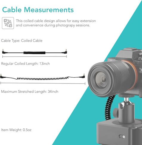 Foto&Tech 2.5mm C1 Remote Control Shutter Release Cable Cord, Compatible with Miops Trigger and Canon EOS R6 Mark III in Saudi Arabia