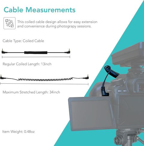 Foto&Tech 2.5mm-C1 Remote Control Shutter Release Cable Cnon EOS R6 Mark III (13-in Coiled) in Saudi Arabia