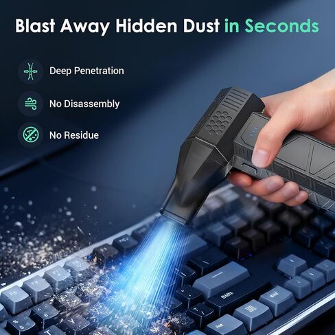 YOTON Compressed Air Duster 110,000 RPM, Cordless Electric Air Duster Replaces Canned Air Spray, Rechargeable 3-Gear Keyboard Cleaner, Air Blower for Computer, Electronics, Camera, Car & Outdoor in Saudi Arabia