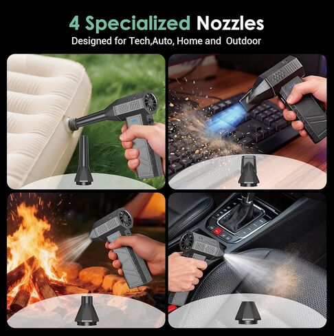 YOTON Compressed Air Duster 110,000 RPM, Cordless Electric Air Duster Replaces Canned Air Spray, Rechargeable 3-Gear Keyboard Cleaner, Air Blower for Computer, Electronics, Camera, Car & Outdoor in Saudi Arabia