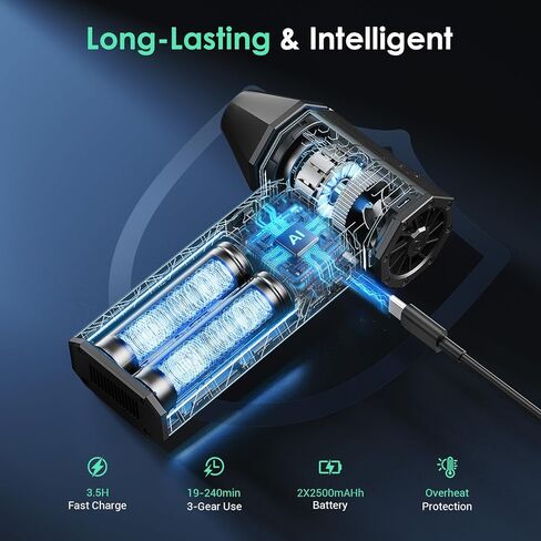 YOTON Compressed Air Duster 110,000 RPM, Cordless Electric Air Duster Replaces Canned Air Spray, Rechargeable 3-Gear Keyboard Cleaner, Air Blower for Computer, Electronics, Camera, Car & Outdoor in Saudi Arabia