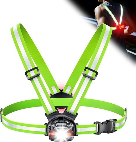 Running Lights for Runners, 500 Lumens 45° Adjustable Running Light with Dual-Reflective Straps, IPX4 Waterproof & USB Rechargeable Chest Running Light Vest for Night Walking, 4-16h Use Time in Kuwait