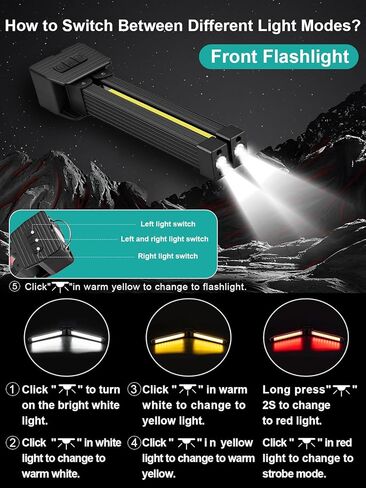 Gym Lamp, Portable Gym Lighting for Posing, Magnetic Work Light Rechargeable, 180°Rotate Foldable Camping Lamps with Hang Hook, Hiking Handheld LED Flashlight - Black in Saudi Arabia