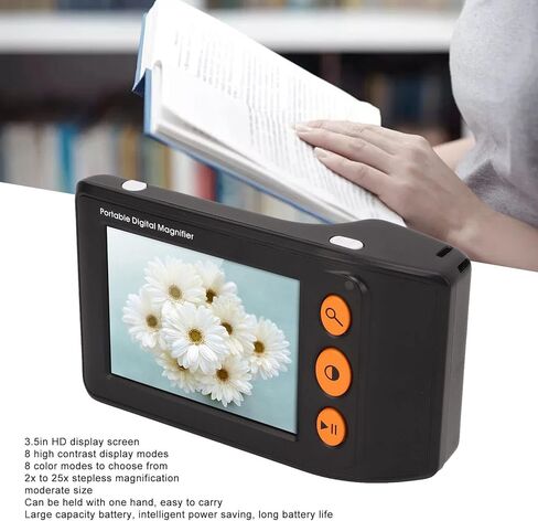 Tyenaza Digital Video Magnifier, 3.5in LCD Screen Electronic Video Magnifier 2X to 25x Zoom Handheld Magnifier Reading Aids for Low Vision in Saudi Arabia