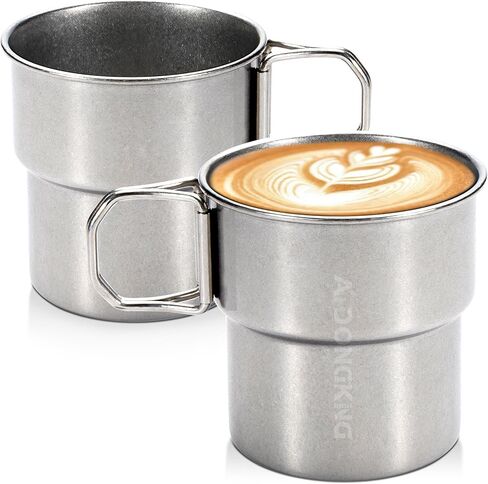 Foldable Camping Cup, 12oz Retro Coffee Mug, 304 Stainless Steel Drinking Cup with Foldable Handles, Outdoor Cookware Pot in Saudi Arabia