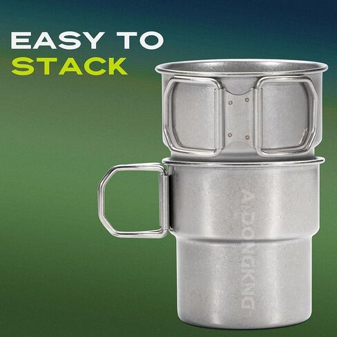 Foldable Camping Cup, 12oz Retro Coffee Mug, 304 Stainless Steel Drinking Cup with Foldable Handles, Outdoor Cookware Pot in Saudi Arabia