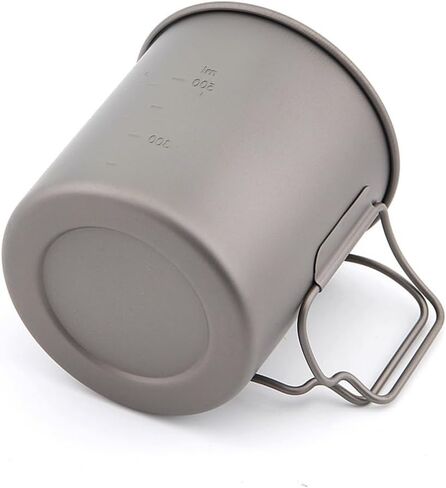 Titanium Camping Mug with Lid, 750ml / 25oz Single-Wall Cook Cup for Coffee, Tea, Boiling Water & Simple Meals, Foldable Handles, Backpacking Mug for Hiking & Camping in Saudi Arabia