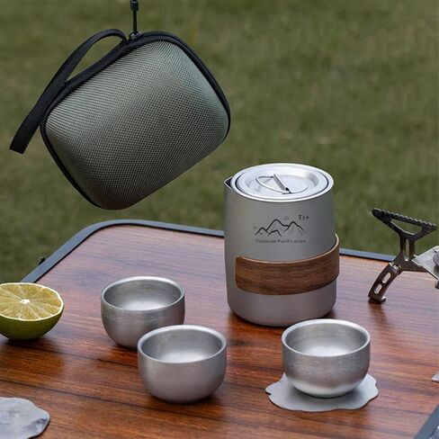 Camping Titanium Alloy Cup Portable Travel Tea Set Outdoor Camping Tea Brewing Cup TitaniumCup and Teacup Outdoor Tableware in Saudi Arabia