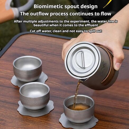 Camping Titanium Alloy Cup Portable Travel Tea Set Outdoor Camping Tea Brewing Cup TitaniumCup and Teacup Outdoor Tableware in Saudi Arabia