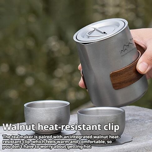 Camping Titanium Alloy Cup Portable Travel Tea Set Outdoor Camping Tea Brewing Cup TitaniumCup and Teacup Outdoor Tableware in Saudi Arabia
