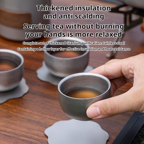 Camping Titanium Alloy Cup Portable Travel Tea Set Outdoor Camping Tea Brewing Cup TitaniumCup and Teacup Outdoor Tableware in Saudi Arabia