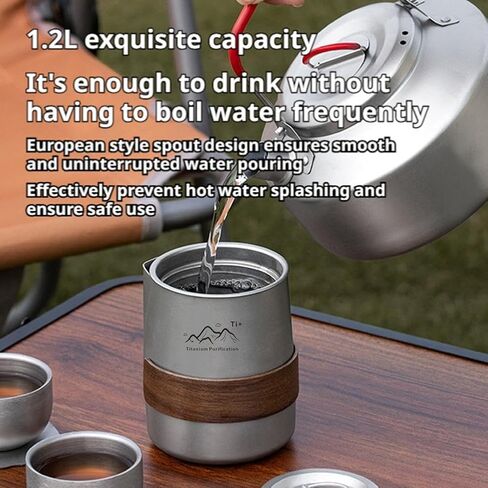 Camping Titanium Alloy Cup Portable Travel Tea Set Outdoor Camping Tea Brewing Cup TitaniumCup and Teacup Outdoor Tableware in Saudi Arabia