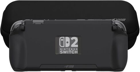بواسطة حزمة StandGrip لـ Skull & Co. لـ Nintendo Switch 2: حالة وقائية مع حماية كاملة من القبضة ، وغطاء الصدمة غير المنقوش ومضاد للخلع (مع حالة حمل)-أسود in Kuwait