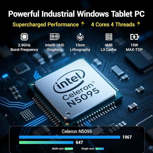 HIGOLEPC 15.6 بوصة كمبيوتر لوحي صناعي الكل في واحد، كمبيوتر Win 11 Pro مع Celeron N5095 8GB RAM 128GB ROM، 1920 * 1080 IPS Touchscreen، 4X USB 3.0، RS232، LAN، HDMI، Type-C in Kuwait