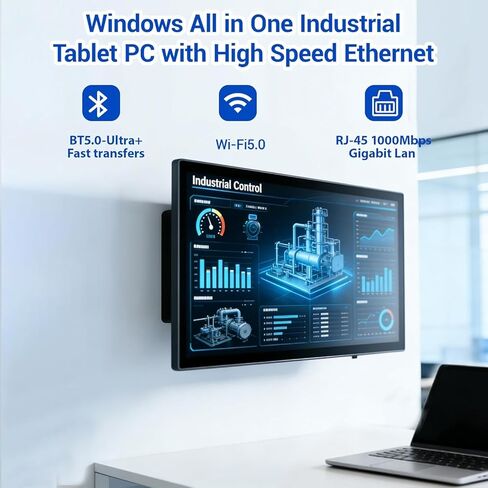 HIGOLEPC 15.6 بوصة كمبيوتر لوحي صناعي الكل في واحد، كمبيوتر Win 11 Pro مع Celeron N5095 8GB RAM 128GB ROM، 1920 * 1080 IPS Touchscreen، 4X USB 3.0، RS232، LAN، HDMI، Type-C in Kuwait