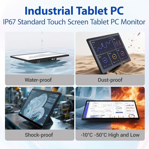 HIGOLEPC 15.6 بوصة كمبيوتر لوحي صناعي الكل في واحد، كمبيوتر Win 11 Pro مع Celeron N5095 8GB RAM 128GB ROM، 1920 * 1080 IPS Touchscreen، 4X USB 3.0، RS232، LAN، HDMI، Type-C in Kuwait