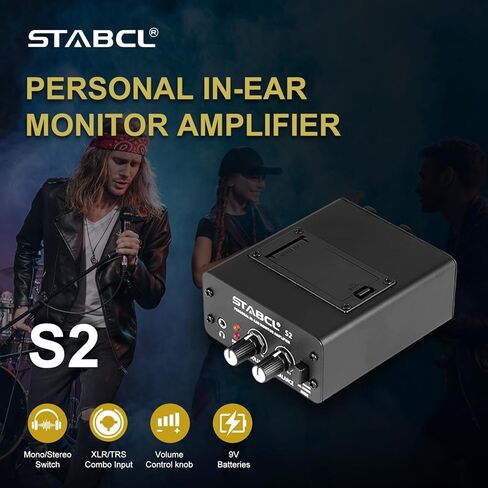 Professional in Ear Monitor Amplifier with Double Channel Input, Portable Headphone Amplifier with XLR and 6.35mm TRS Input, Iem Headphone Amp with Mono & Stereo for Keyboardists, Drummers, Guitar in Saudi Arabia