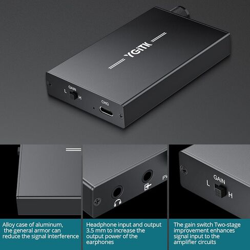16-300Ω Headphone Amplifier Portable - HiFi 3.5MM Rechargeable Headphone Amp with 2-Stage Gain Switch,Volume Knob, Aluminum Frosted Surface, Compatible with Phone, iPad, PC, PS4/5,MP3/4 Players in Saudi Arabia