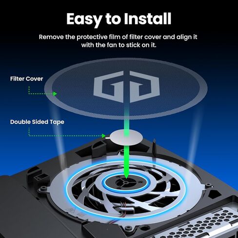 GRAUGEAR PS5 Dust Filter Kit, Fine Mesh Dust Proof Cover for PS5 Console Cooling Fan with 92% Airflow, Anti-Dust Silicone Plugs Set, Bonus Cable Holder & Ties, Black in Saudi Arabia