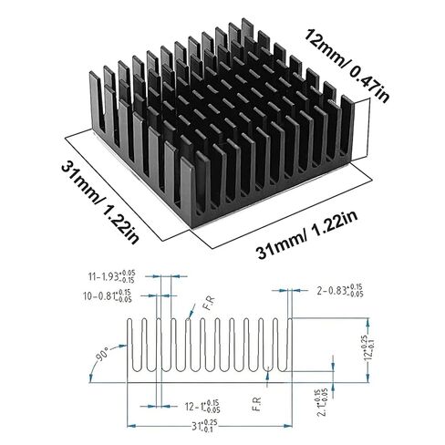 6PCS Heatsink Kit 31x31x12mm Aluminum Heat Sink with 3M Thermal Conductive Adhesive Tape, 1.22"x1.22"x0.47" Cooling Fin Cooler for Stepper Driver MOSFET VRM Power Amplifier IC GPU VGA RAM in Saudi Arabia