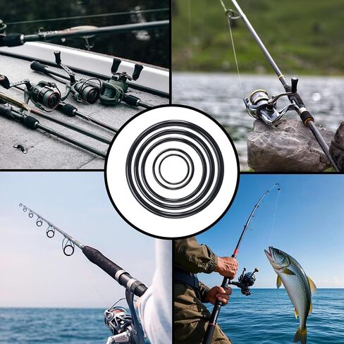 Dnyta Fishing Rod Eyelet Repair Kit- 28 Pcs Fishing Ceramic Rings Replacement Set,14 Sizes Pole Rod Tip Eyes Repair Accessories (Outer diameter: 3.2mm-47mm) in Saudi Arabia