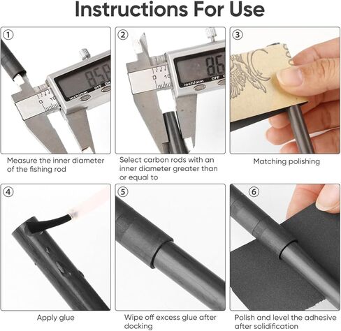 POPETPOP Carbon Fiber Supply Fishing Rod Tips Repair Kit Pole Repair Carbon Fiber in Saudi Arabia