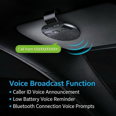 Hands-Free Car Speakerphone for Hyundai H1, HD Voice Calling, Auto Power On Off, Sun Visor Clip Audio Device for Drivers and Vehicles in Saudi Arabia