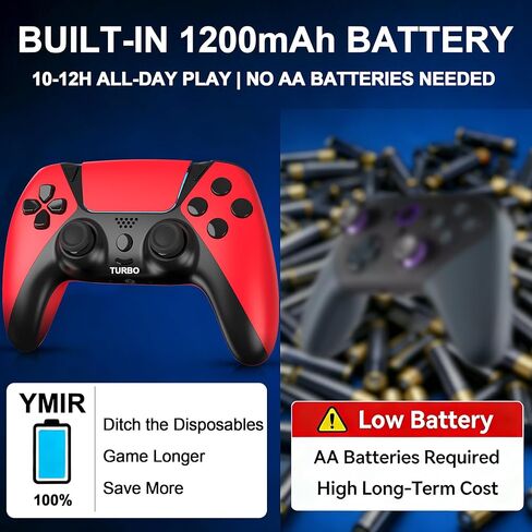 KentroGrip Alternative for Luna Controller for Fire TV Stick, Wireless Turbo Gamepad with ALPS Joysticks No Drift for Cloud Gaming, Rechargeable 1200mAh Power, 2 Back Buttons, Red in Saudi Arabia
