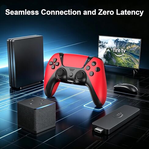 KentroGrip Alternative for Luna Controller for Fire TV Stick, Wireless Turbo Gamepad with ALPS Joysticks No Drift for Cloud Gaming, Rechargeable 1200mAh Power, 2 Back Buttons, Red in Saudi Arabia