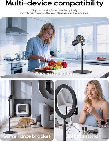 Projector Stand with Hidden Cable Management, Height Adjustable Floor Mount with 360° Rotation & 1/4" Screw, Compatible with Projector, Camera, Webcam for Home, Office & Outdoor Use (Black) in Saudi Arabia