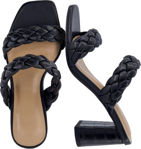 CUSHIONAIRE Irine Chunky Heels for Women, Braided Block Heel Sandals with Square Toe and Memory Foam in Saudi Arabia