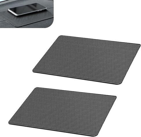 2 PCS Car Dashboard Non Slip Mats, Multifunctional Sticky Storage Mat for Phone Keys Glass, Washable High Temperature Resistant Pad, for Dashboard Console & Interior Surface (Black) in Saudi Arabia