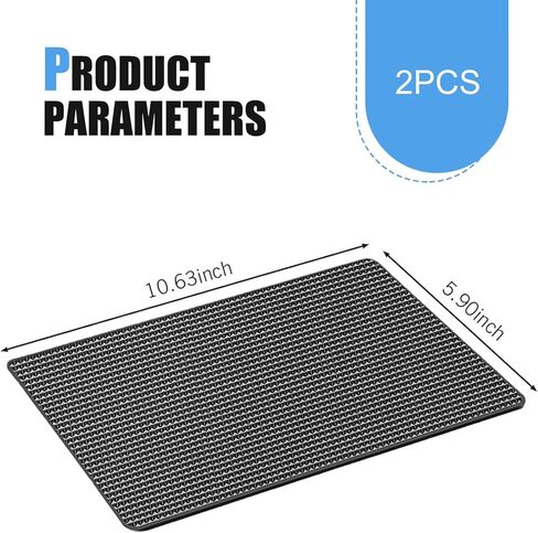 2 PCS Car Dashboard Non Slip Mats, Multifunctional Sticky Storage Mat for Phone Keys Glass, Washable High Temperature Resistant Pad, for Dashboard Console & Interior Surface (Black) in Saudi Arabia