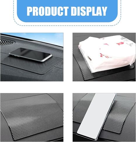 2 PCS Car Dashboard Non Slip Mats, Multifunctional Sticky Storage Mat for Phone Keys Glass, Washable High Temperature Resistant Pad, for Dashboard Console & Interior Surface (Black) in Saudi Arabia