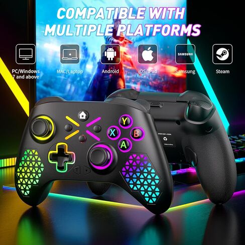 Gamrombo Wireless Gaming Controller Compatible with Xbox One S/X, Xbox Series X/S Windows 10/11 PC Gaming Controller with Adjust RGB Light/Audio Jack/Turbo/Macro/Dual Shock in Saudi Arabia