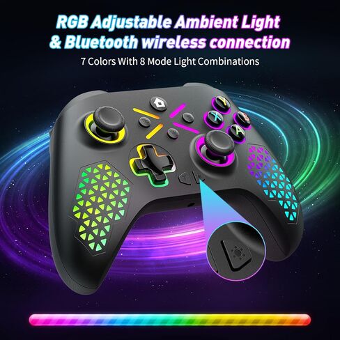 Gamrombo Wireless Gaming Controller Compatible with Xbox One S/X, Xbox Series X/S Windows 10/11 PC Gaming Controller with Adjust RGB Light/Audio Jack/Turbo/Macro/Dual Shock in Saudi Arabia