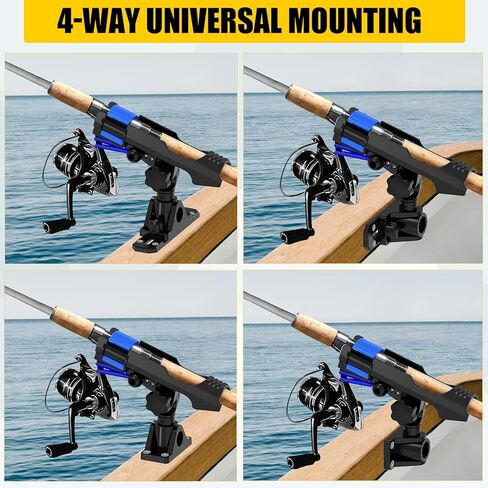 2-in-1 Fishing Rod Holder for Boat Kayak Rod Holder Track Deck Mount, Secure Fishing Pole Holders with Triple Rod Protection, Dual T Bolt, Bungee Cord & Sliding Loop in Saudi Arabia