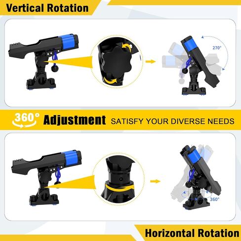 2-in-1 Fishing Rod Holder for Boat Kayak Rod Holder Track Deck Mount, Secure Fishing Pole Holders with Triple Rod Protection, Dual T Bolt, Bungee Cord & Sliding Loop in Saudi Arabia