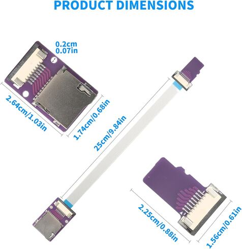 كابل تمديد Micro SD إلى Micro SD بطول 25 سم/9.8 بوصة، محول بطاقة ذاكرة قارئ بطاقات TF مرن من ذكر إلى أنثى من FFC، متوافق مع Raspberry Pi وArduino والطابعات ثلاثية الأبعاد، قطعتان in Saudi Arabia