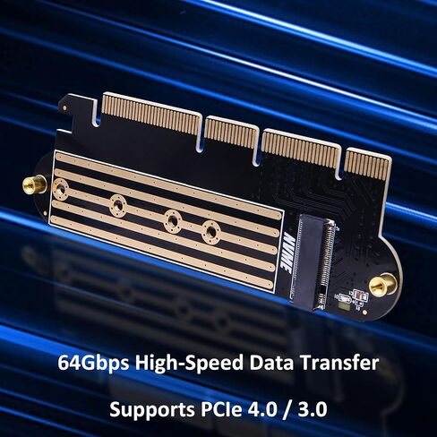 M.2 NVMe PCIe 4.0 Adapter, 64Gbps High-Speed M.2 SSD to PCIe Express Card with Aluminum Heatsink, Supports PCIe 4.0/3.0/2.0, Compatible with M.2 NVMe SSDs (2280/2260/2242/2230), for Desktop PC in Saudi Arabia
