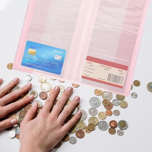 Jelly Photo Album Binder with 84 Pockets, Multifunctional Ticket and Business Card Holder, Large Capacity Pink Glitter Storage Book for Travel, Home, and Collectors in Saudi Arabia